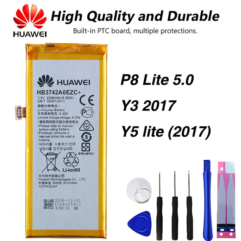 

Original Huawei phone Battery for Huawei P8 Lite 5.0 Y3 2017 Y5 lite (2017) CRO-L02 CRO-L03 CRO-L22 CRO-L23 HB3742A0EZC 2200mAh