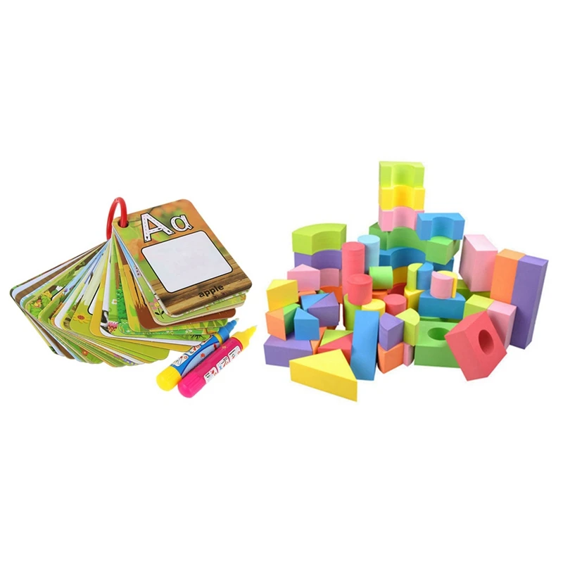 

1 Set ic Pen Letter Card Painting Board & 1 Set Eva Foam Blocks Educational Kids Toys for Children