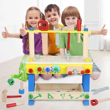 Детские игрушки Монтессори, деревянный Рабочий набор инструментов, набор, молоток, гаечный ключ, игрушка для моделирования, многофункциональный набор инструментов для ремонта, игрушка для ролевых игр