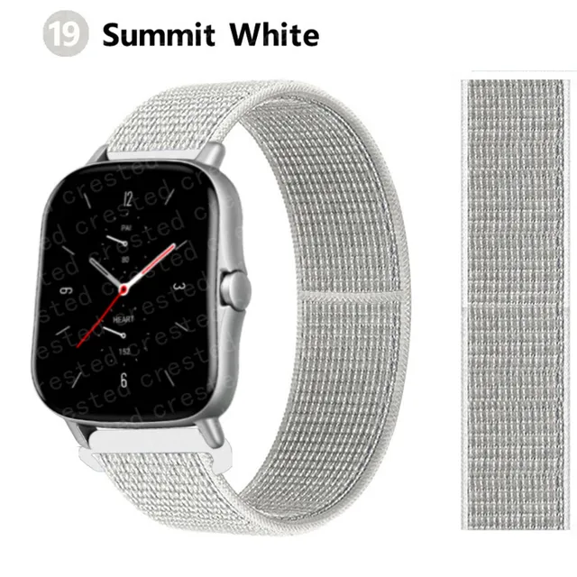 20/22mm Nylon band For Amazfit GTS/2/2e/GTS2 Mini/GTR 3 Pro 42mm/47mm/GTR2/2e/stratos 2/3 Sport Loop Bracelet Amazfit bip strap summit white 20