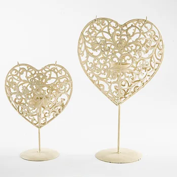 

White Iron Romantic Candlestick Creative Metal Candle Holder Modern Bedroom Portacandela Heart Candle Holder Decoration MM60ZT