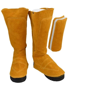 

Promotion! Leather Welding Spats Welding Protective Shoes Feet Cover for Welder, Flame Resistant Foot Safety Protection (Yellow