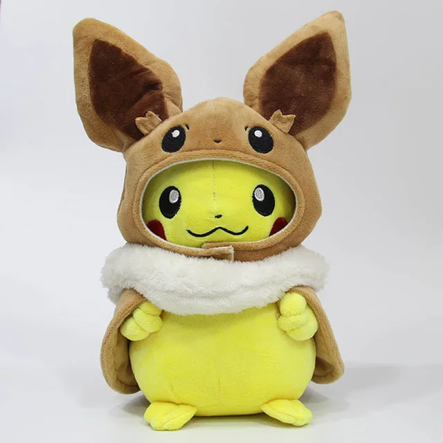 TAKARA TOMY Pokemon plush toys Pikachu Cosplay Eevee Plush Stuffed Dolls Eevee with Cloak Cos Pikachu Toy Kids Gift
