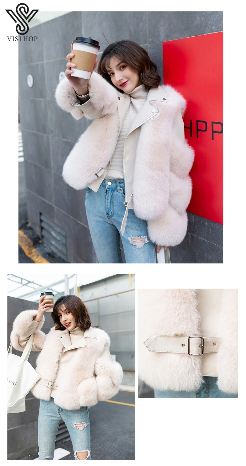 VS4004 new arrival jacket genuine leather sheepskin women winter coat warm thick luxury real fox fur jacket long green puffer coat