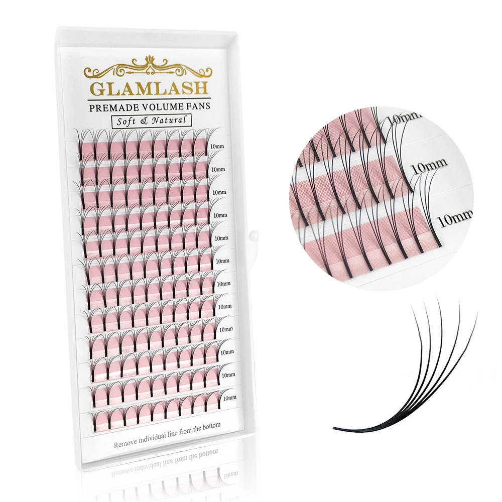 Готовые объемные вееры GLAMLASH 2D 6D накладные ресницы с длинным стержнем корейские