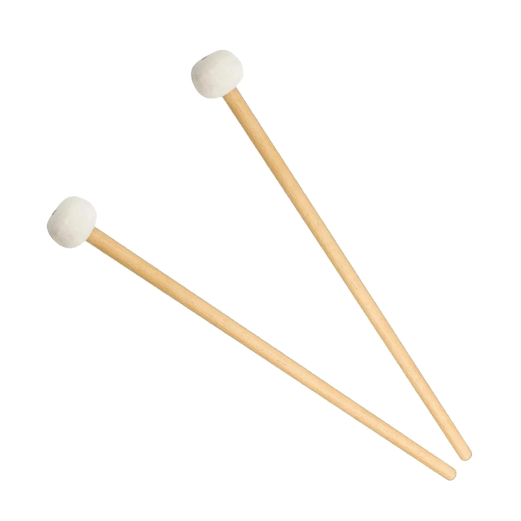 Bass Drum Mallets Sticks Felt Mallet with Wood Handle for Percussion Bass Drum, 15 Inch