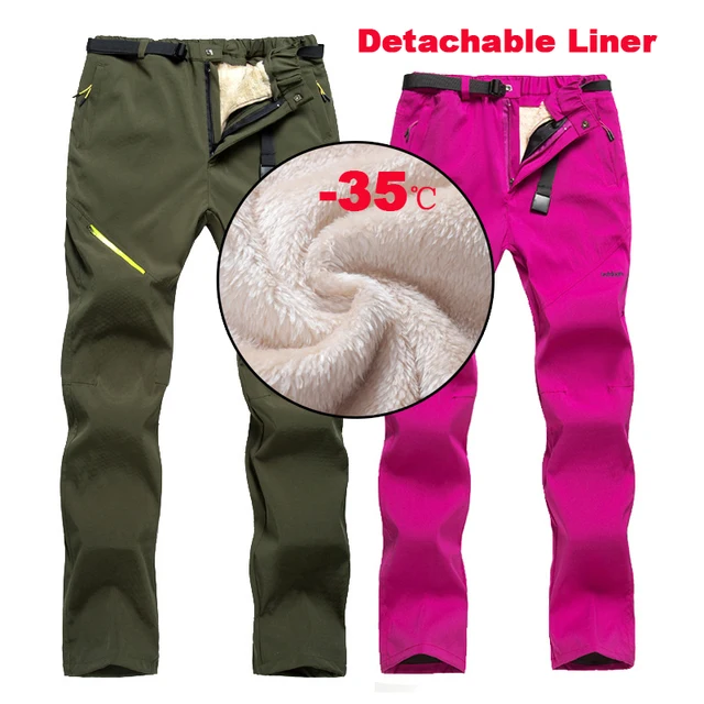 US $41.39 Waterproof Men Women Ski Pants Ice Fishing Trousers Outdoor Winter 2 In 1 Warm Snowboard Pants Male