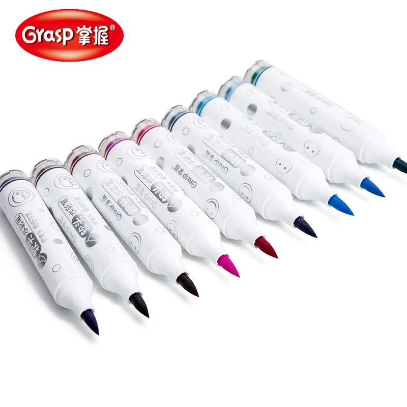 

soft head water color pen set with cartoon stamp Suitable for primary school students Drawing painting washable ink