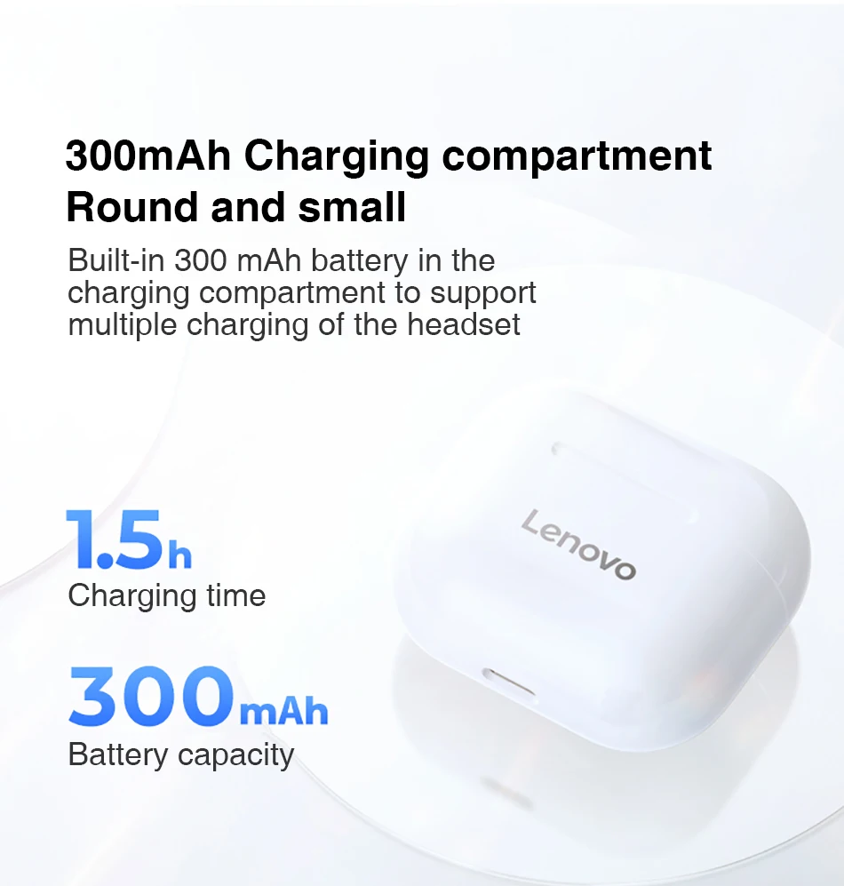 Lenovo LP40 TWS Earphones  Touch Control Dual Stereo Bass Earbuds Bluetooth 5.0 Sports Wireless Headphones for smartphone 300mAH
