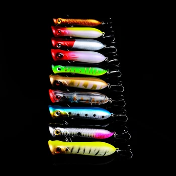 

10-pieces Floating Popper Fishing Lure Top Water Baits 8cm/11.5g Artificial Bait for Walleye Bass Pike Fishing Wobblers Swimbait