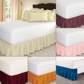 

1 Wrapped Elastic Bedding Dressing Easy To Fit Solid Skirt 1.5 M / 2 M Solid Color Elastic Bed Skirt