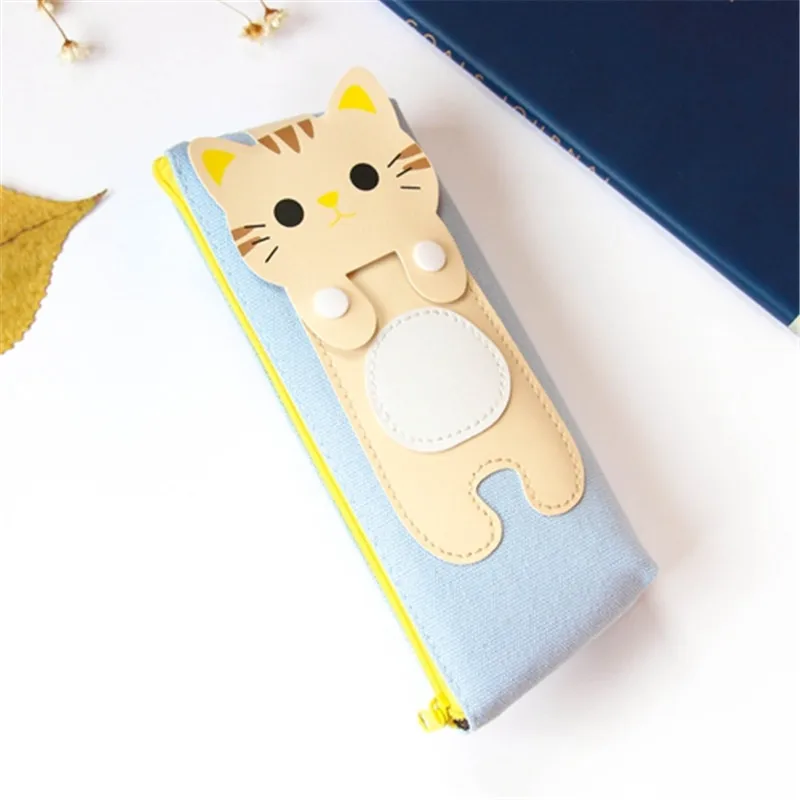 Kawaii Cute Cat Canvas Pencil Case Storage Organizer Pen Bags Pencilcase Pouch School Supply Stationery Cosmetic Makeup Bag Gift (54)