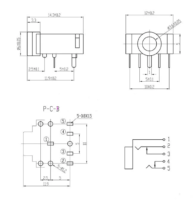 10 шт. PJ-307 PJ307 зеленый/розовый/черный 5Pin 3,5 мм стерео разъем аудио разъем PCB 3F07 гарнитура женский