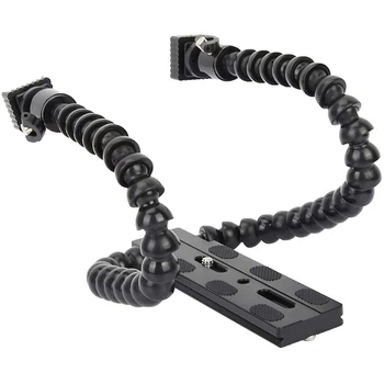 

Universal 1/4inch Speedlite Stand Quick Release Plate Double Head Flash Bracket Removable Hot Shoe Mount for SLR