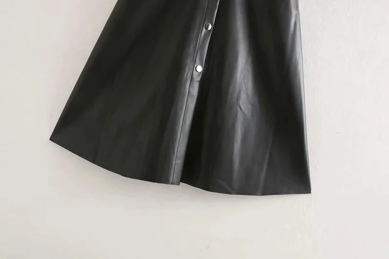 Сексуальное женское платье из искусственной кожи с v-образным вырезом без рукавов, черное винтажное платье-миди, осенние платья для женщин, повседневные платья, корейские платья