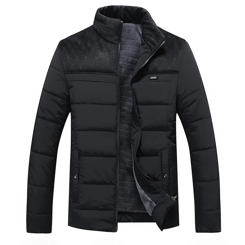 

New Men's Winter Jacket Coat Thicker Warm Cotton-padded Jacket Fashion Casual Patchwork Fleece Parkas Outwear Windbreak for Men