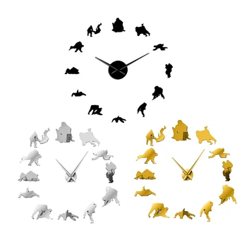

3D DIY Wall Clock Decor Sticker Mirror Frameless Large DIY Wall Clock Kit for Home Living Room Bedroom Office Decoration