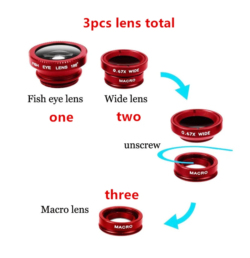 Wide Angle Mobile Phone Camera Lens Fish Eye Macro Lens for Iphone 7 8 Plus Xr 11 Universal 3 In 1 Smartphone Fisheye Lens Cover. 