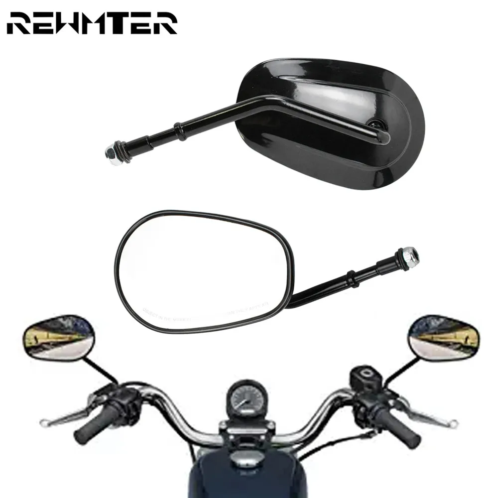 Motorcycle Mirror Gloss Black Rear view Side Mirrors 2PCS Metal For Harley Touring Softail Sportster 883 1200 Electra Glide | Автомобили и