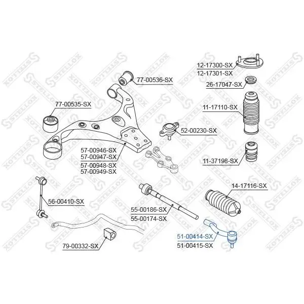 Наконечник рулевой левый KIA Carens 2.0CVVT/2.0CRDi 06 STELLOX 5