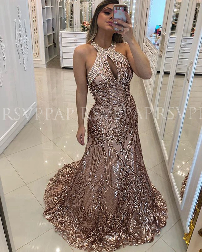 rose gold special occasion dress