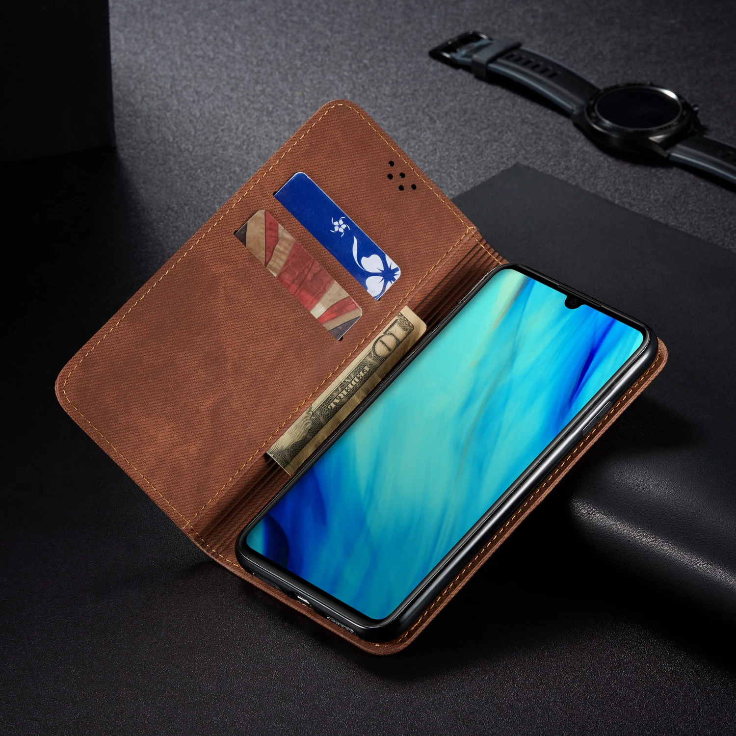 Роскошный джинсовый кожаный чехол-книжка для huawei P30 mate 30 Pro Lite P Smart Z Y9 Prime Hono 10i 20 8x Магнитный чехол-книжка
