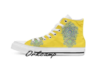 

Yellow Porcelain Custom Casual High Top lace-up Canvas shoes sneakers Drop shipping