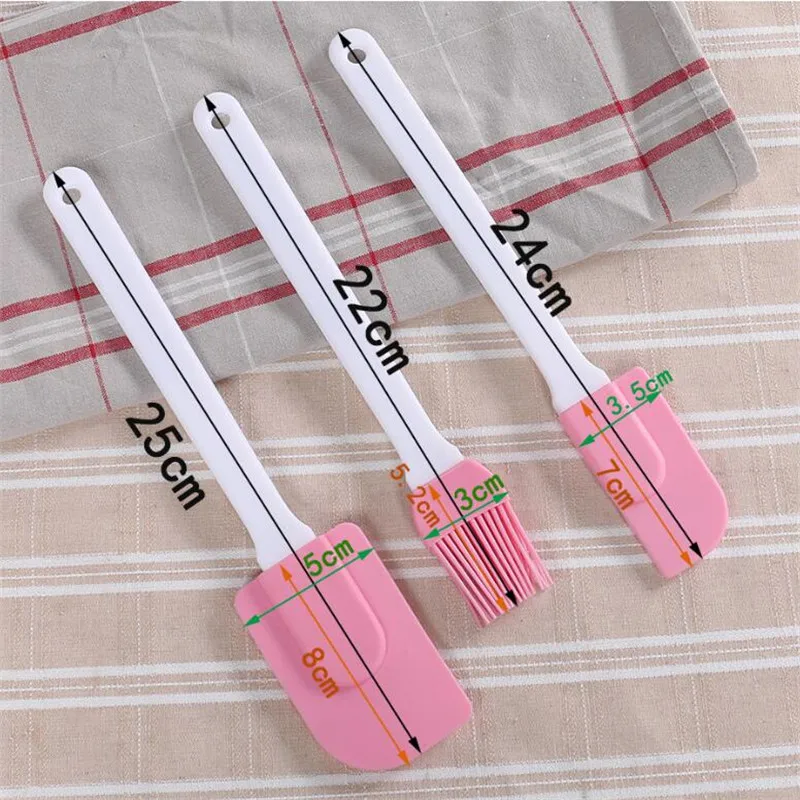 3Pcs Kitchen Silicone Cream Butter Spatula Brush Set Cake Brushes Mixing Batter Shovel Scraper Flour Scrapers Baking Pastry Tool