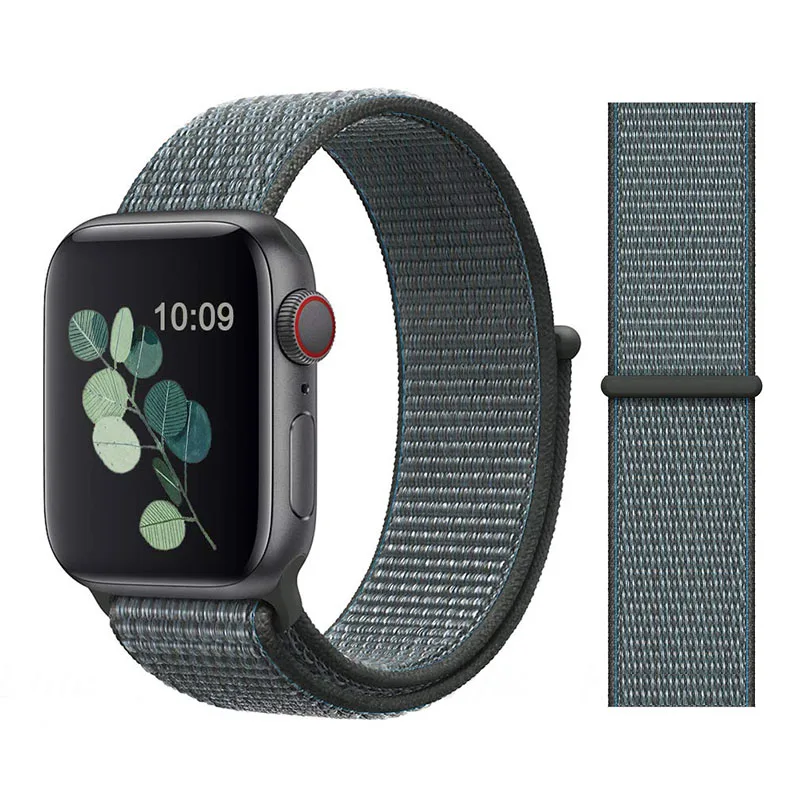 Joyozy для Apple watch, ремешок, нейлоновый, спортивный, петля, запястье для IWatch Series4, 3, 2, 1, цветной узор, классическая пряжка - Цвет ремешка: Storm gray