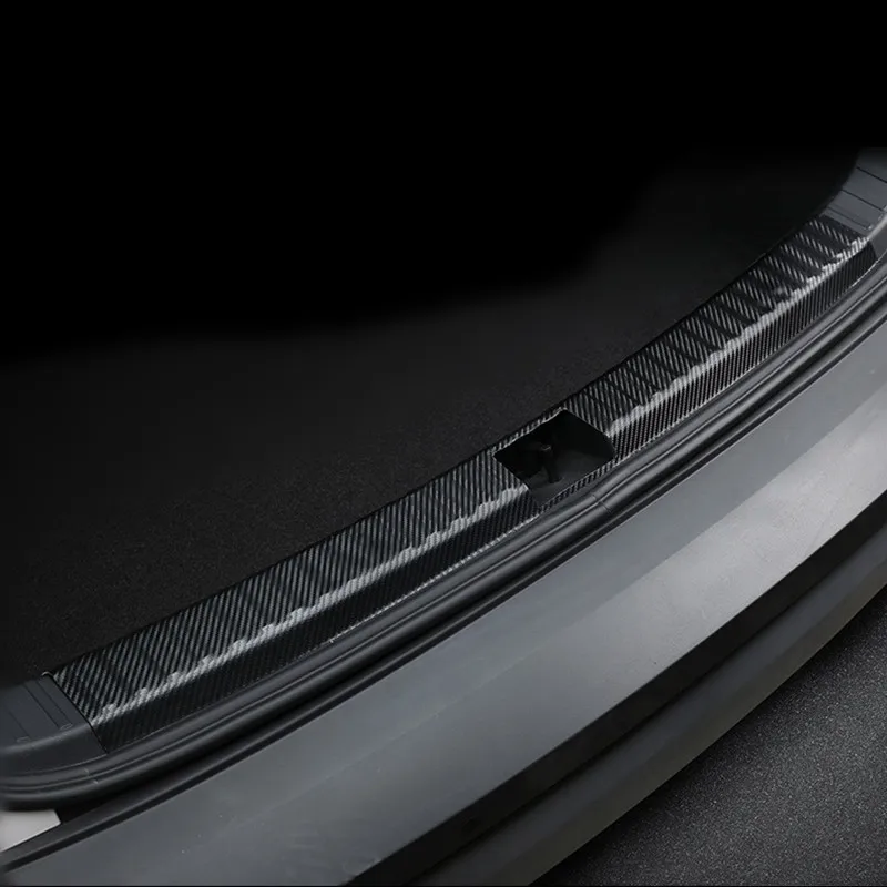 

Carbon Fiber Printed Microfiber Leather Car Rear Trunk End Trim Bumper Protection Sticker Scratch Cover for Skoda Kodiaq Styling