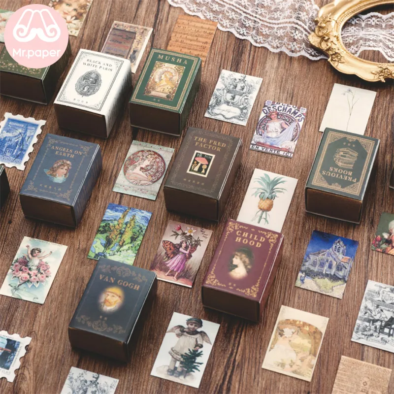 Mr.paper 100pcs/box Vintage Story Washi Paper Scrapbooking/Card Making/Journaling Project DIY Diary Decoration Sticker