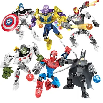 

Super hero Spiderman Batman Building Blocks Iron Man Thanos Thor Panther Toy boy Birthday Gift Brinquedo