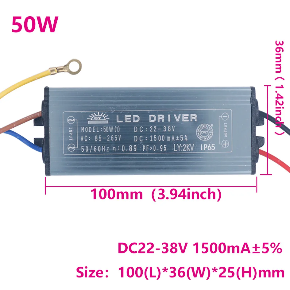 Transformador de luz LED, salida de carcasa de aluminio DC75-126V entrada  AC95-265V controlador de luz resistente a la intemperie para el hogar para