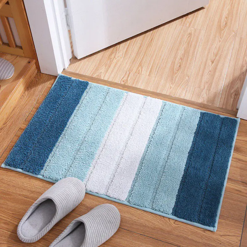 

Creative Floor Carpet Bathroom Mat Concise Stripes Pattern Absorbent Doormat Anti-Slip Carpet Foot Pad Rug Carpet Area Blanket