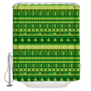 

St. Patrick'S Day Clover Shower Curtain Bathroom Curtain Polyester Fabric Bath Curtain Washable Home Bath Decor