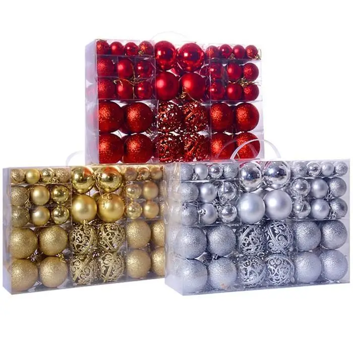 

2019 christmas ball 100pcs Christmas Tree Hanging Glitter Ornament Xmas Party Balls Pack of (100Pcs) Party Wedding Decorations