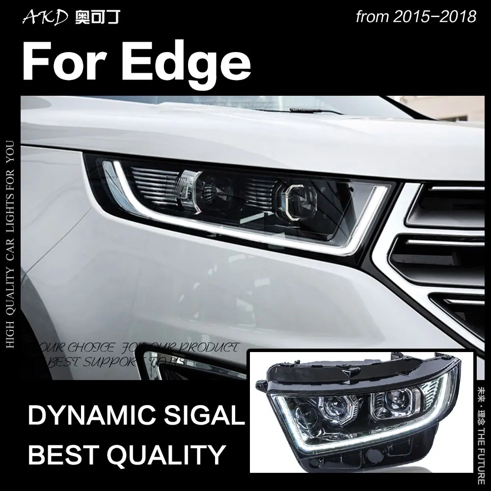Special Price AKD Car Styling for Ford Edge Headlights 2015-2018 New Edge LED Headlight DRL Hid Head Lamp Angel Eye Bi Xenon Beam Accessories