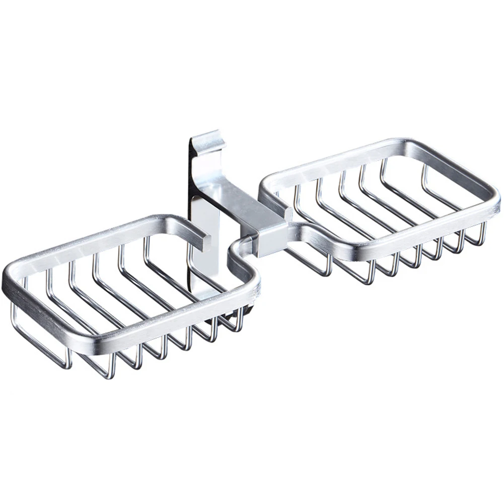 Без бурения настенный нержавеющий держатель для мыла для унитаза двухсторонний слив Серебряный сильный подшипник прочный алюминий практичный