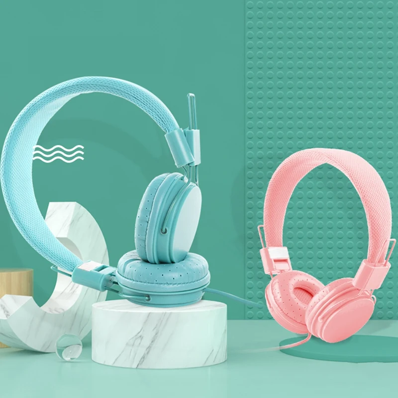 Childrens Foldable Headset 3 5mm Jack Compatible with iPad Mobile Computer MP3 4 Kindle Microphone Wired Headset