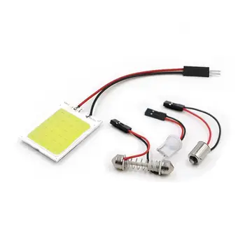 

2PCS White COB LED Panel Light Super White Car Reading Map Lamp Auto Dome Interior Bulb with T10 Adapter Festoon Base 12V DC