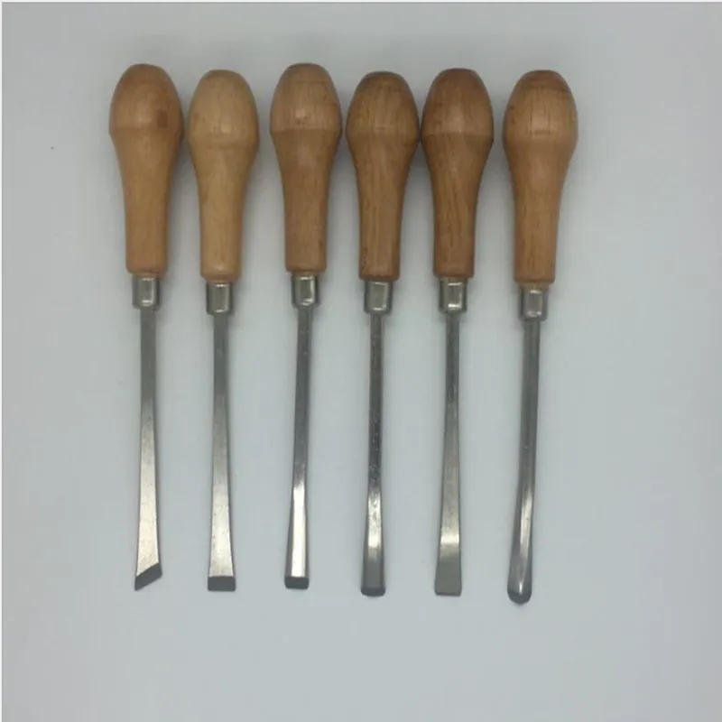 

Mini 6pcs Beech Handle Carving Chisel Manual DTY Carving Knife Edge Practical Woodworking Chisel