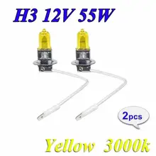 Новинка, 2 шт., H3, 12 В, 55 Вт, 3000 К, супер яркий желтый автомобильный головной светильник, лампочки, авто светильник, головной светильник, автомобильный противотуманный фонарь La E4D3
