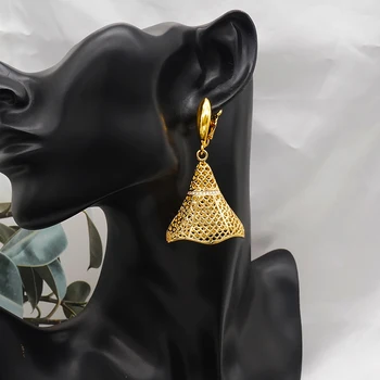 

Gold drop Earrings African women wedding big zircon earrings gold copper Earrings