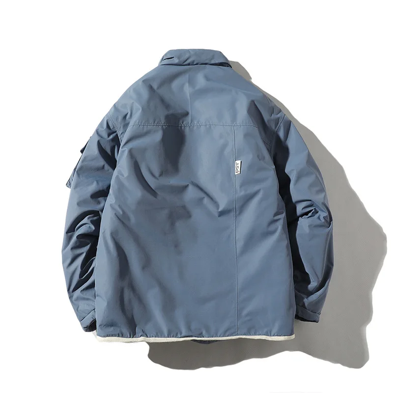 Winter new Japanese multi-pocket tooling cotton suit male loose collar collar padded coat casual jacket