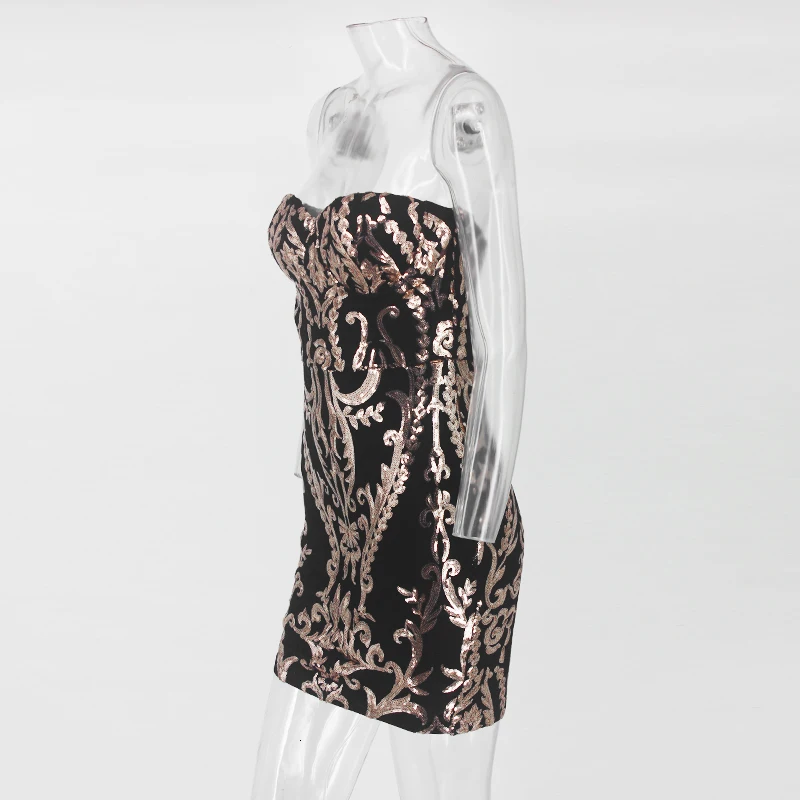 Feditch однотонное черно-белое Бандажное платье для женщин, с блестками, с открытыми плечами, с v-образным вырезом, сексуальные платья для девушек, для летней вечеринки, vestido de festa