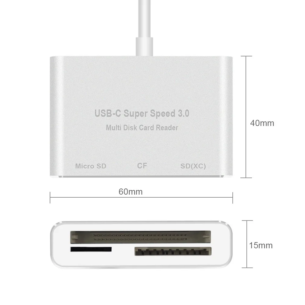 Цинковый сплав 3in1USB 3,0 type C высокоскоростной CF TF SD USB OTG адаптер для синхронизации данных смарт-ридер