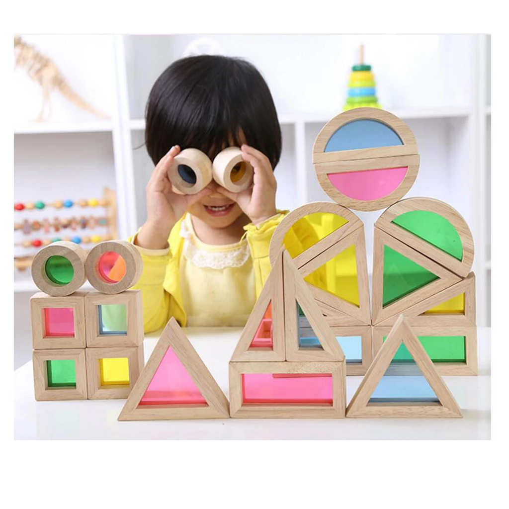 Baby Toy Rainbow Buliding Blocks Wooden Stacking Early Educational Toy Gift