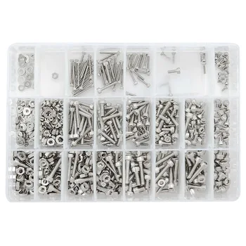 

1080PCS Washer Screws Head Cap Assortment Nut Bolt Set Hex Socket Fastener Stainless Steel With Storage Box Accessories