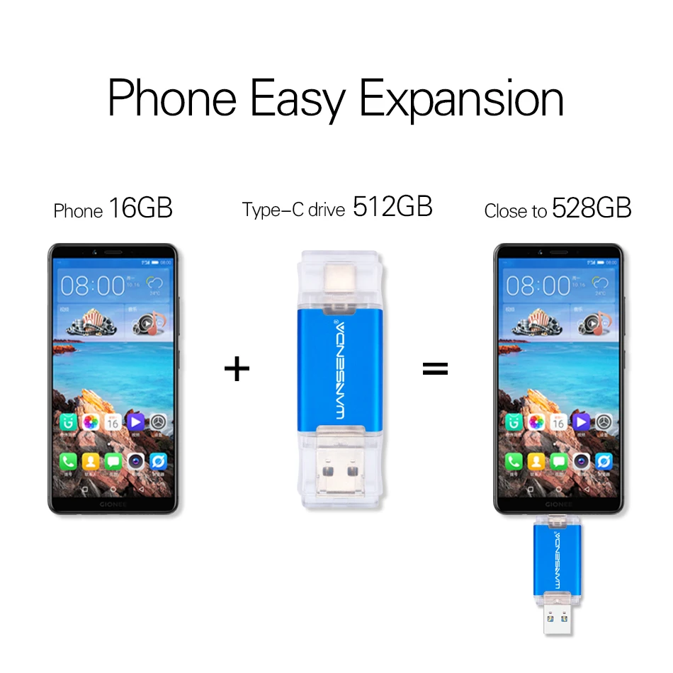 WANSENDA USB флеш накопитель OTG 512 ГБ 256 128 64 32 ГБ|USB флэш-накопители| |