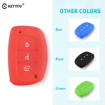 

KEYYOU 3 Buttons Silicone Car Key Cover Case For Hyundai solaris IX25 IX35 IX45 Elantra Accent MISTRA Santa Fe HB20 Verna